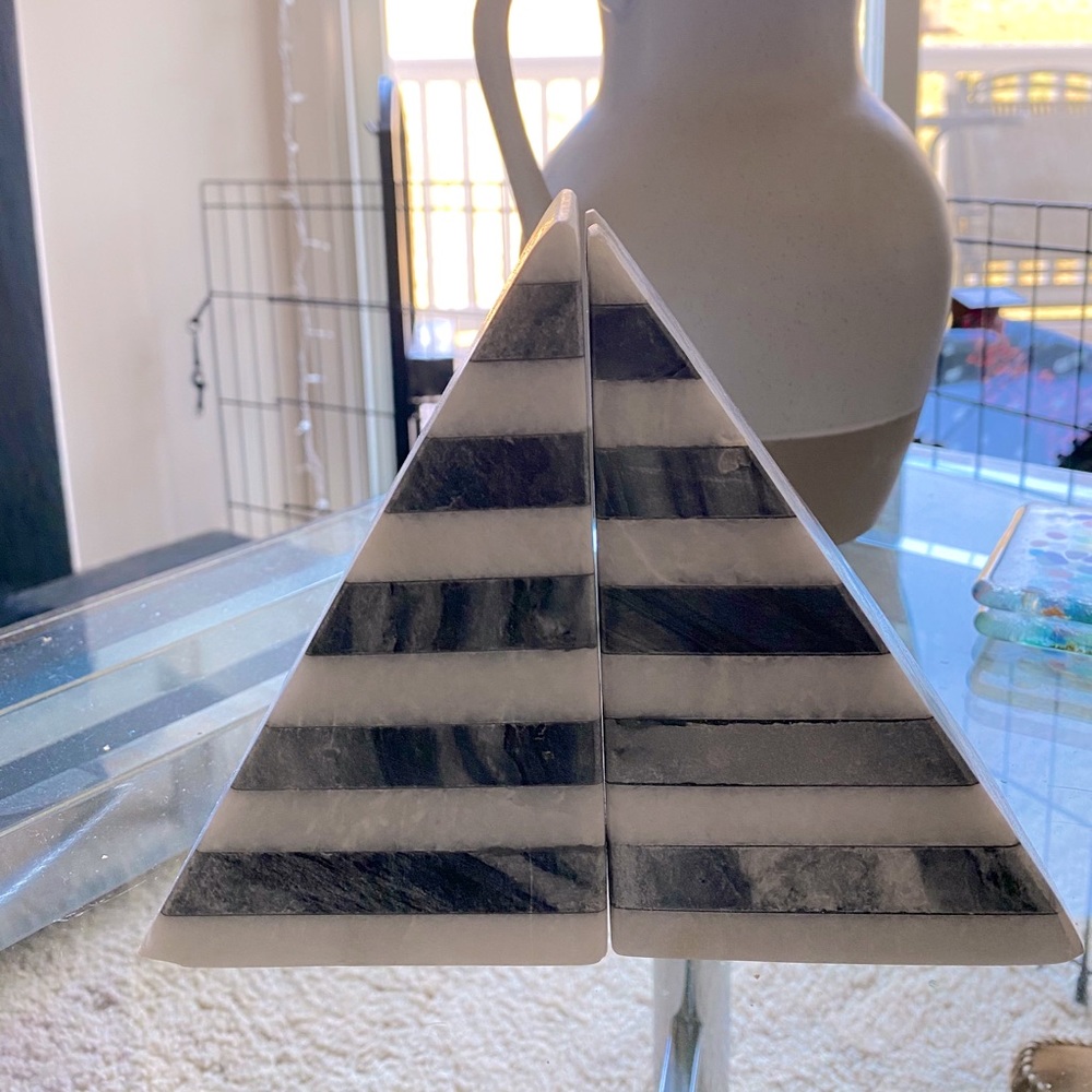 West Elm Striped Marble Bookends